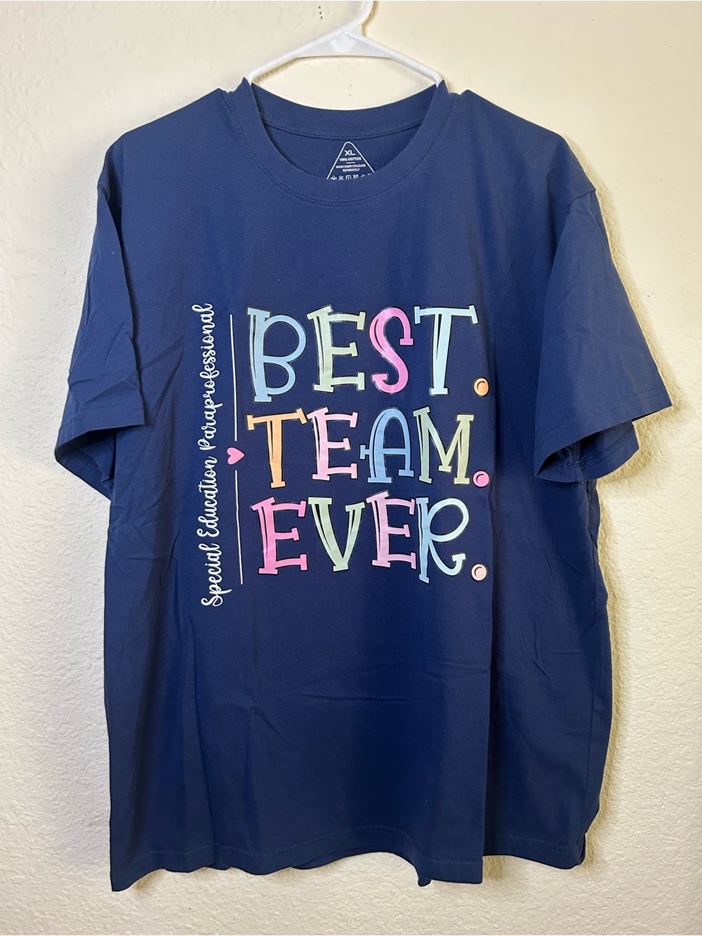 BEST TEAM EVER Navy Graphic Tee Teacher Special Short Sleeve Paraprofessional XL